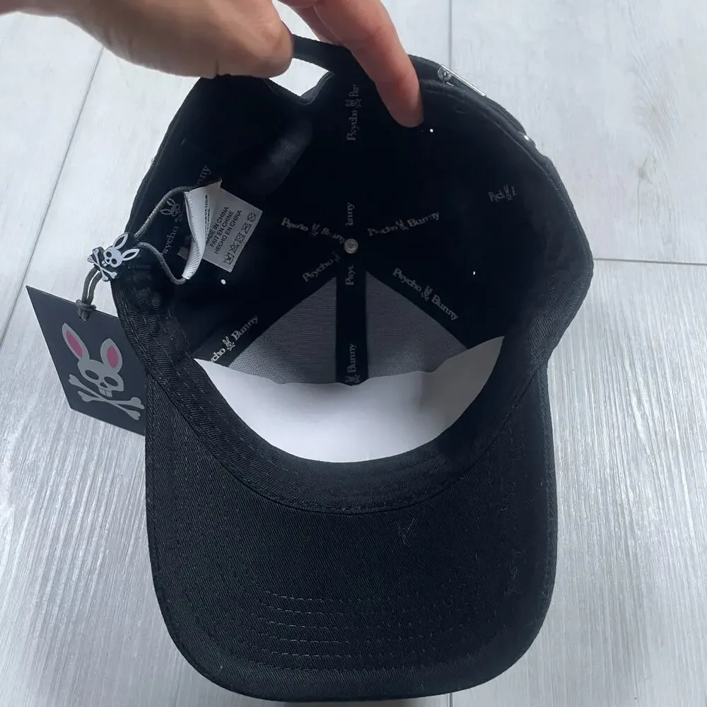 Psycho Bunny Men's Cotton Screen Printed Logo Baseball Adjustable Strap Hat/Cap